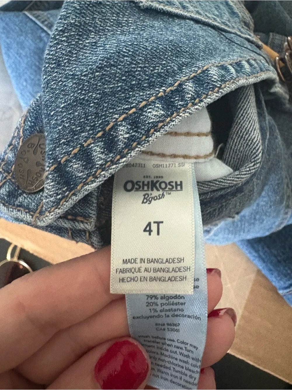 OshKosh B'gosh Blue Denim Overalls with Logo Patch